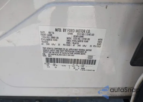 2016 Ford Edge Sel from USA, damaged, VIN 2FMPK4J90GBC39100